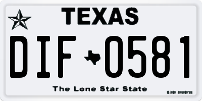 TX license plate DIF0581