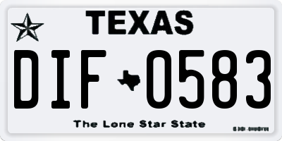 TX license plate DIF0583