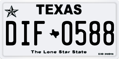 TX license plate DIF0588