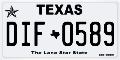 TX license plate DIF0589