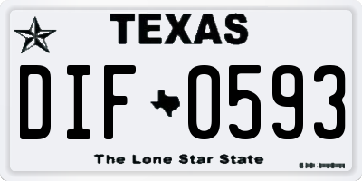 TX license plate DIF0593