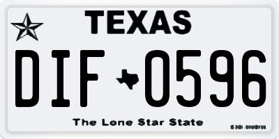 TX license plate DIF0596