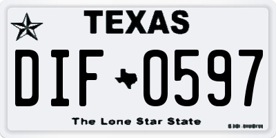 TX license plate DIF0597