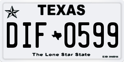 TX license plate DIF0599