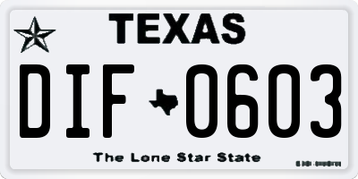 TX license plate DIF0603