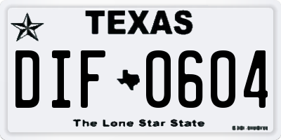 TX license plate DIF0604