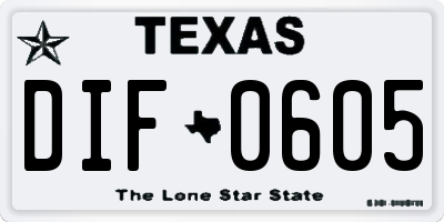 TX license plate DIF0605