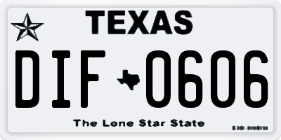 TX license plate DIF0606