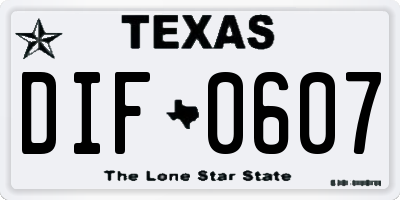 TX license plate DIF0607
