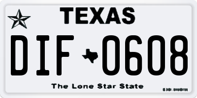 TX license plate DIF0608