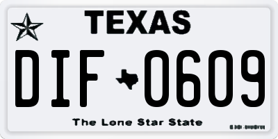 TX license plate DIF0609