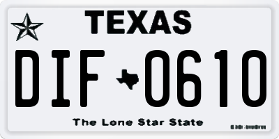 TX license plate DIF0610
