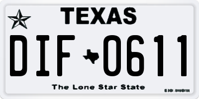 TX license plate DIF0611