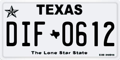 TX license plate DIF0612