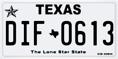 TX license plate DIF0613