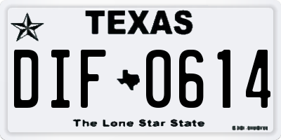 TX license plate DIF0614