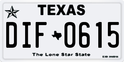 TX license plate DIF0615