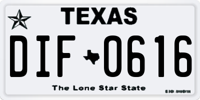 TX license plate DIF0616