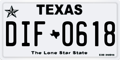 TX license plate DIF0618
