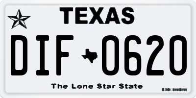 TX license plate DIF0620