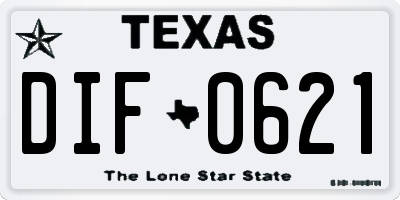 TX license plate DIF0621