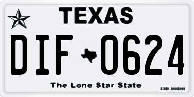 TX license plate DIF0624
