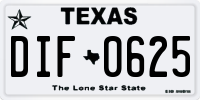 TX license plate DIF0625