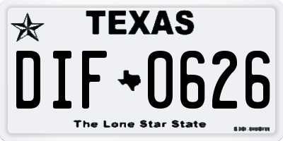 TX license plate DIF0626