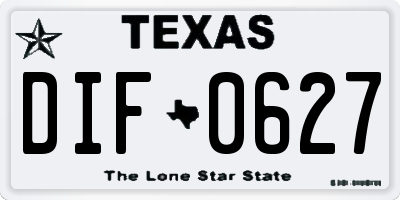TX license plate DIF0627