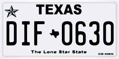 TX license plate DIF0630