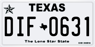 TX license plate DIF0631