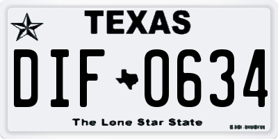 TX license plate DIF0634