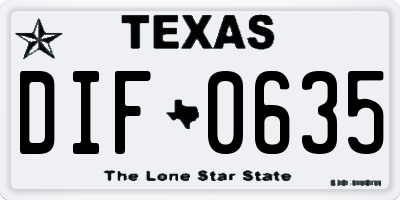 TX license plate DIF0635