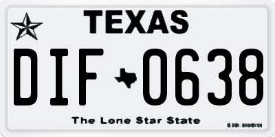TX license plate DIF0638