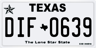 TX license plate DIF0639