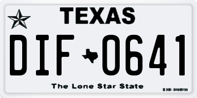 TX license plate DIF0641