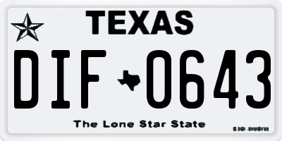 TX license plate DIF0643