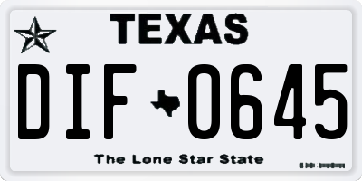 TX license plate DIF0645