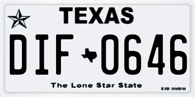 TX license plate DIF0646