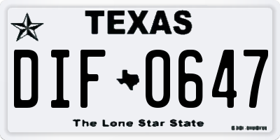 TX license plate DIF0647