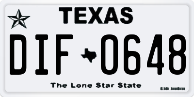 TX license plate DIF0648