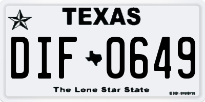TX license plate DIF0649