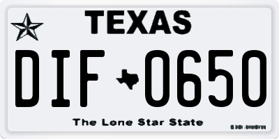 TX license plate DIF0650