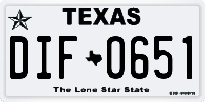 TX license plate DIF0651
