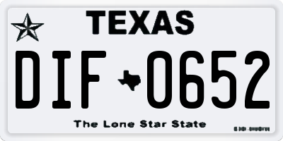 TX license plate DIF0652