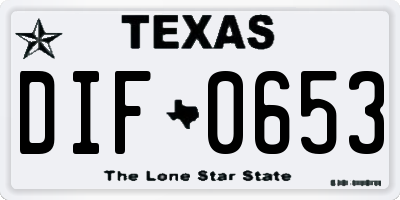 TX license plate DIF0653