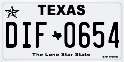 TX license plate DIF0654