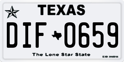 TX license plate DIF0659