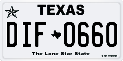 TX license plate DIF0660