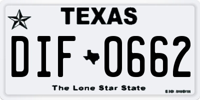 TX license plate DIF0662